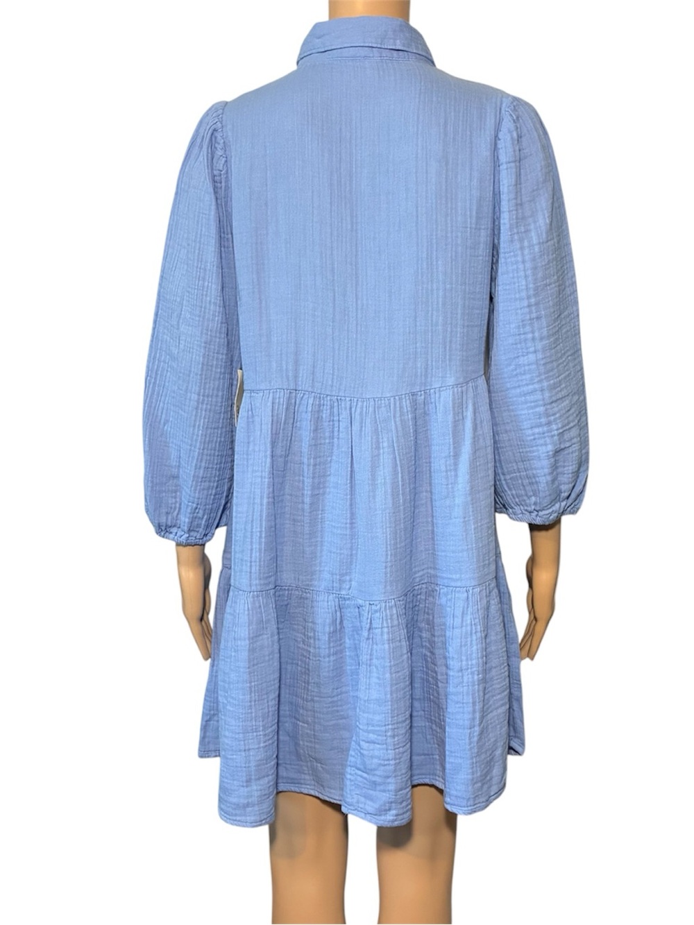 a.n.a. Women's Dress Size PM Light Blue Fit & Flare 1/2 Button Closure Pullover - Picture 2 of 8